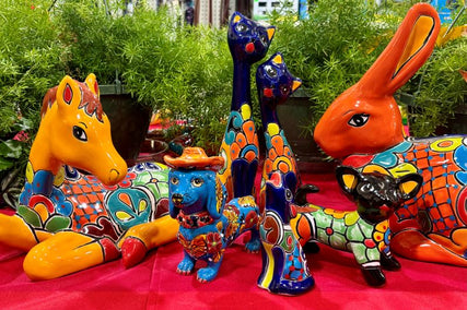 vibrant hand-painted talavera animals