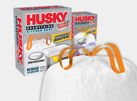 Husky Drawstring Kitchen Trash Bag, 33 Gallon